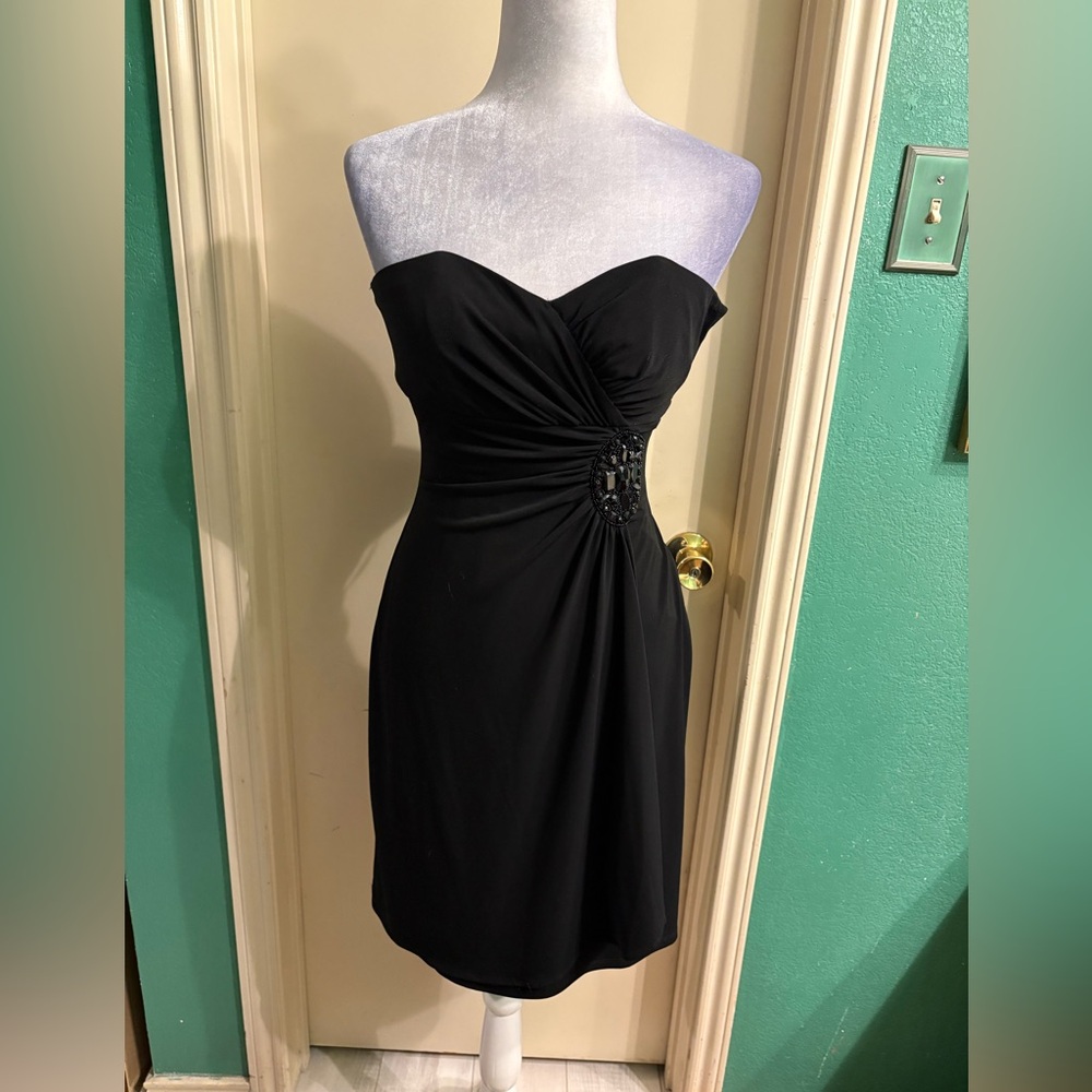 WHBM Black Strapless Cocktail Dress